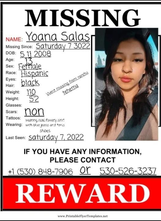 MIssing person Yoana Salas poster